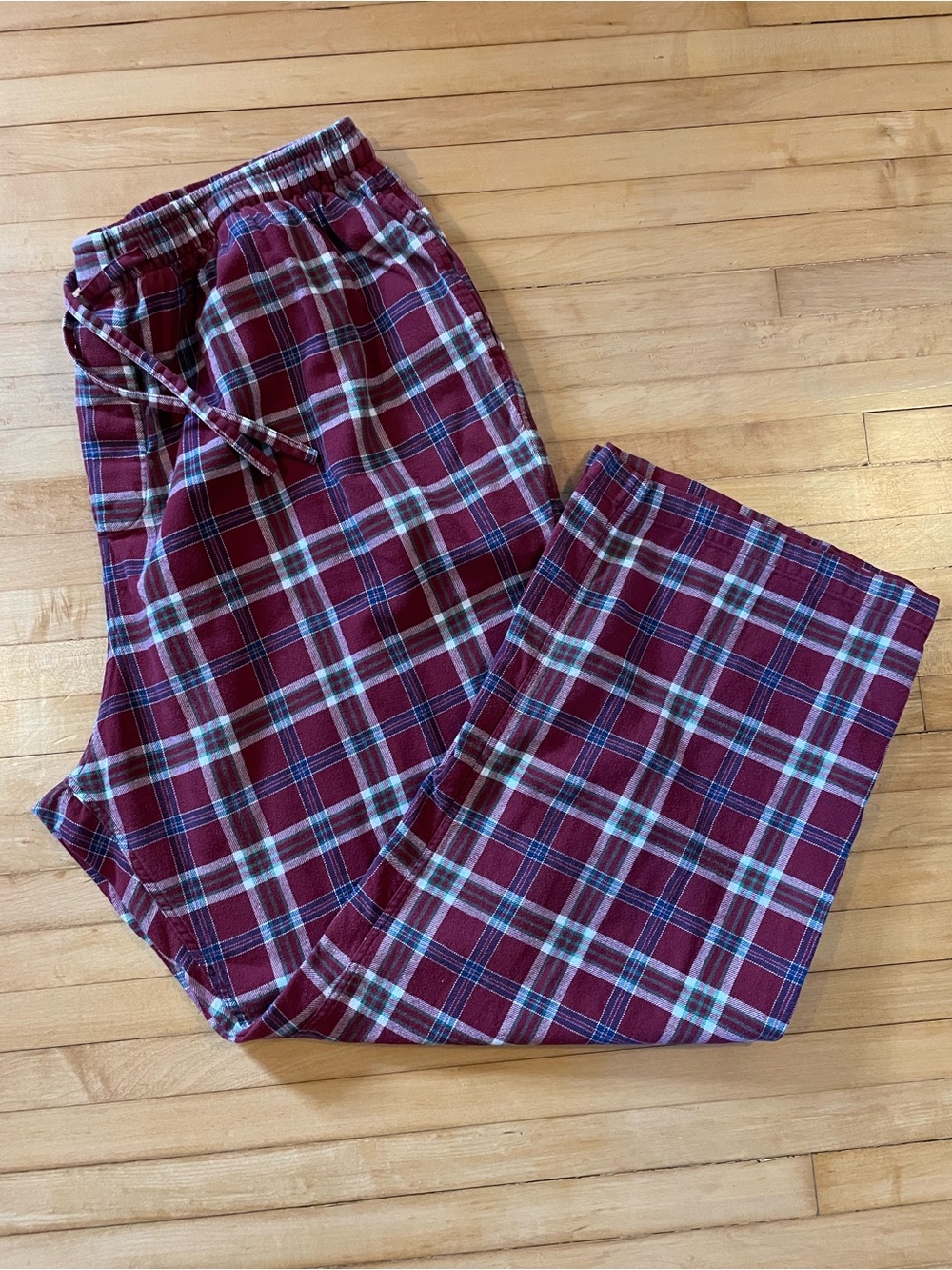 BROOKS BROTHERS Pajama Boxer Pants Plaid Cotton Flannel Loungewear Burgundy Navy